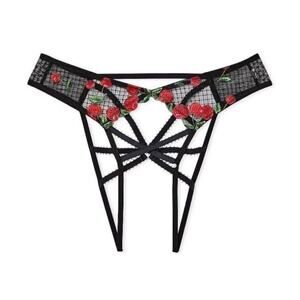 NWT Victoria's Secret Crotchless Panty Size Large Cherry Embroidery Open Back